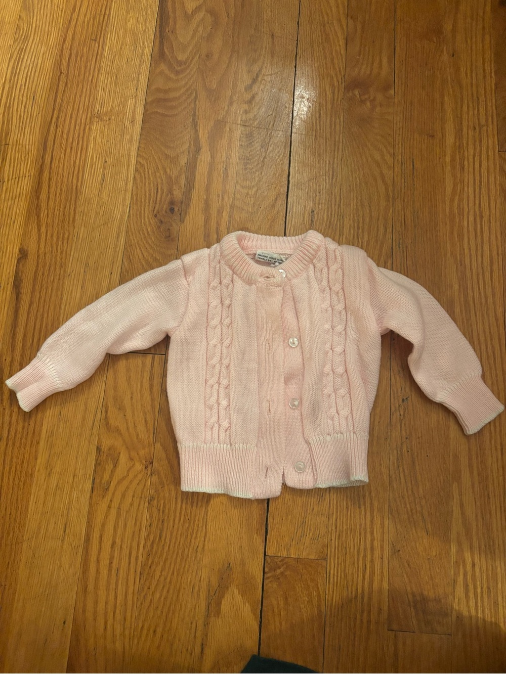 Vintage Crest Baby Pink Cable Knit Cardigan